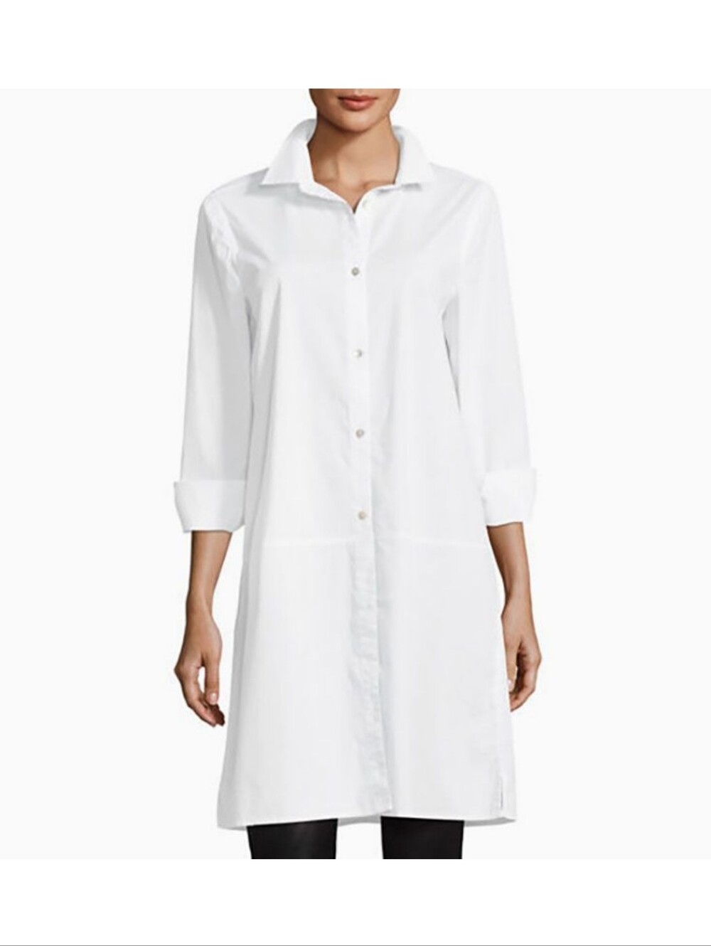 Eipeen Fisher Organic Cotton Stretch Lawn Dress In White Medium